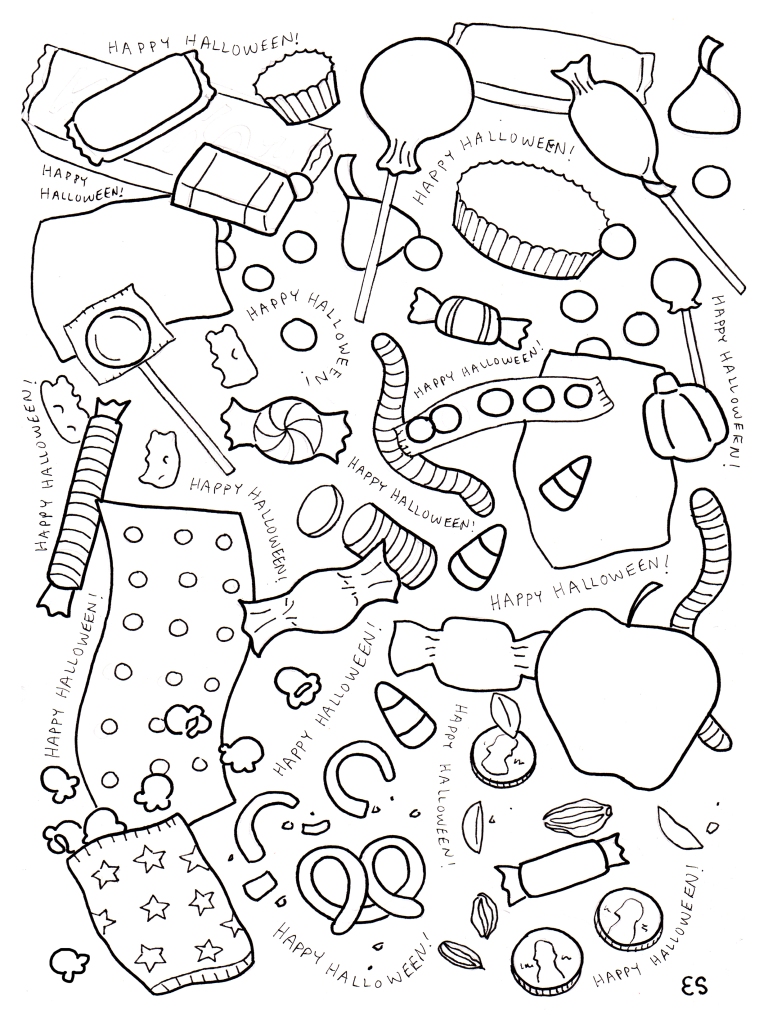 Halloween Candy Coloring Page! – Eliza Stein Illustration